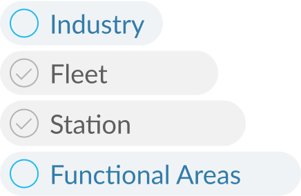 Data hierarchy: Industry > Fleet > Station > Functional Areas