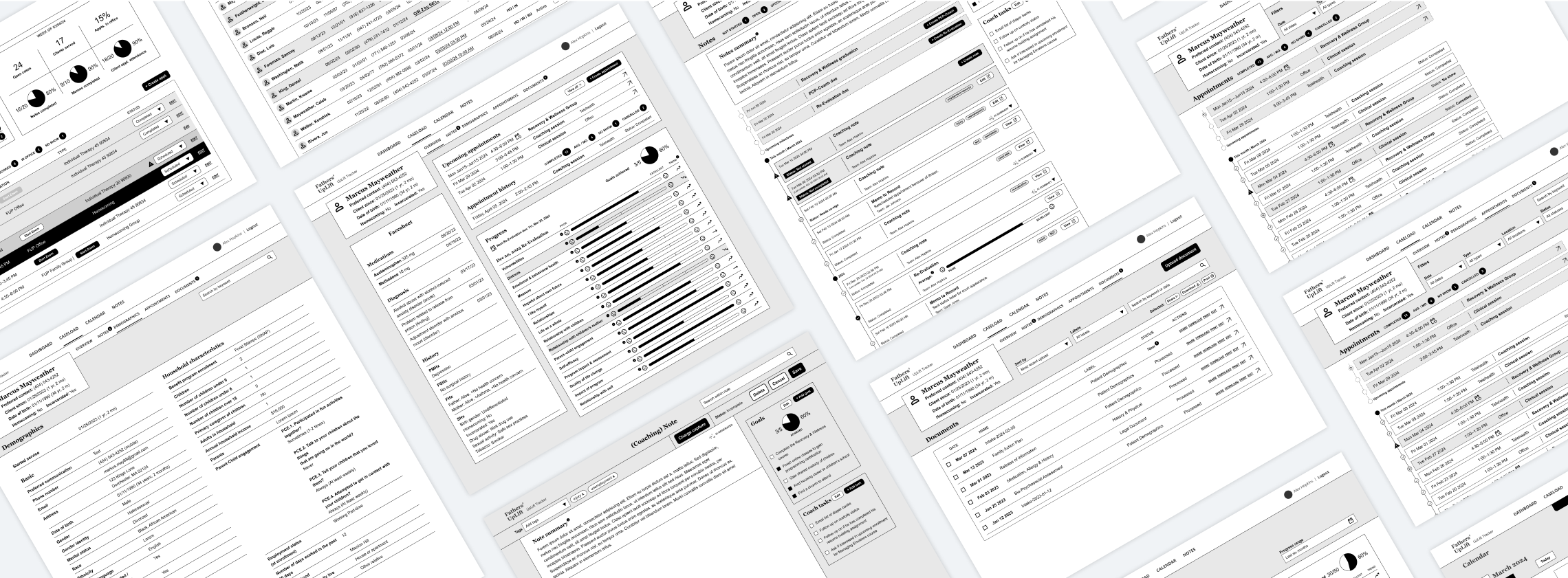 wireframe examples at an angled grid