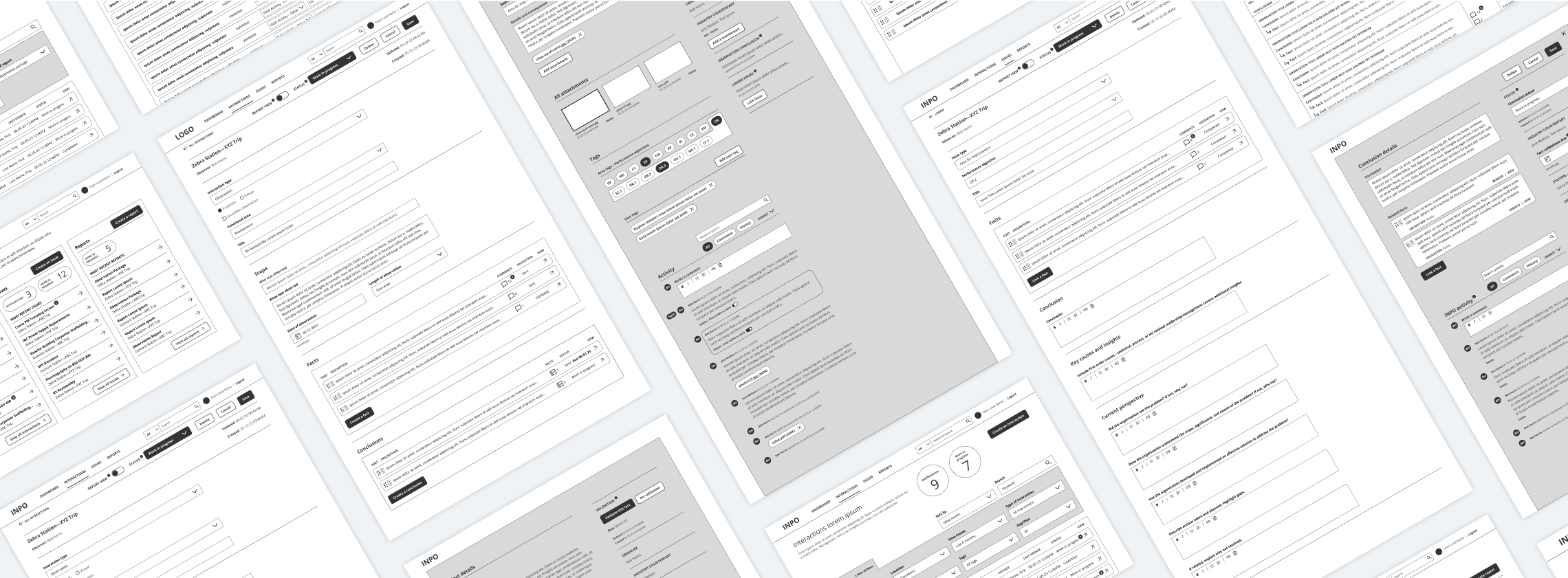 Select wireframes for the auditing platform